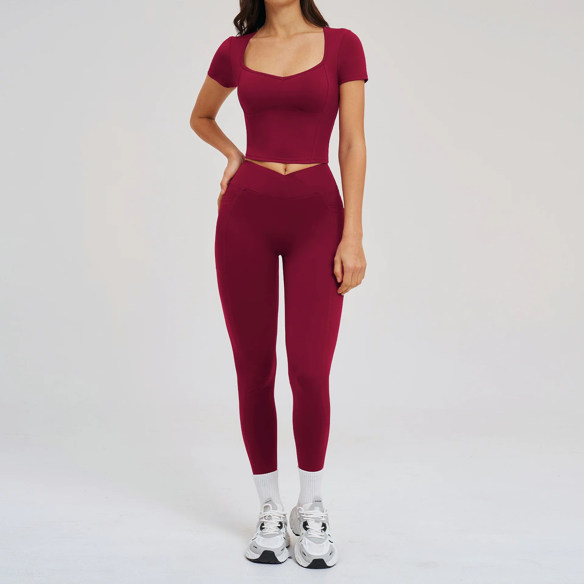 Sportswear 2PCS Yoga Suit Women Outfits Gym Set Women Tracksuit Sports Running Workout Short Sleeves Sports Shirt Yoga Clothing