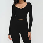 Women Yoga Shirts Crop Top Long Sleeves Shirts Women Yoga Sports Fitness T-shirt Running Gym Clothes High Elastic Workout Tops