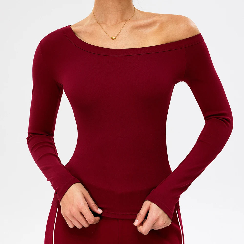 JUREN Women Yoga Shirts Crop Top Sexy Long Sleeves Shirts for Women Yoga Sports Fitness Gym Clothes Running Push Up Workout Tops