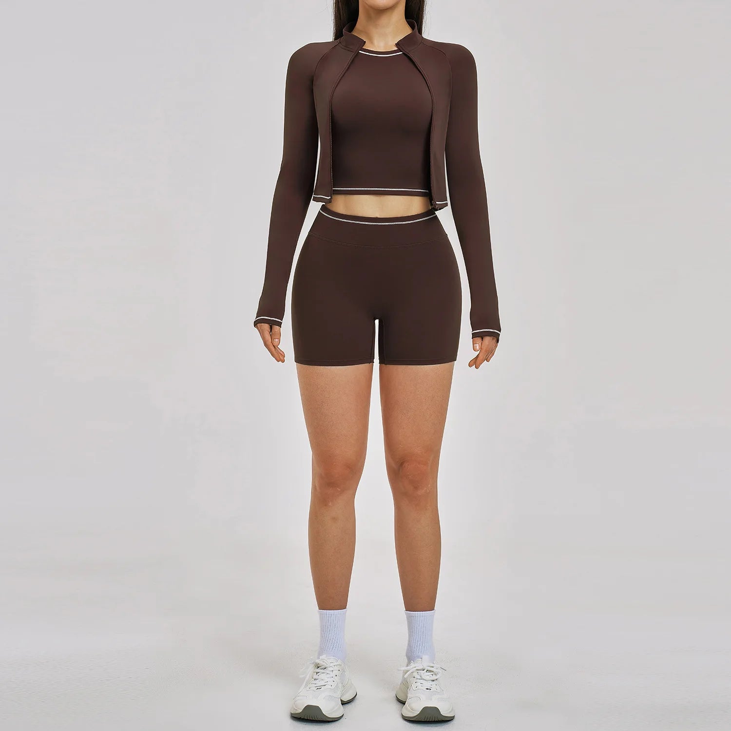 Yoga Suit 3PCS Sports Set Women Outfits Sportswear Gym Sets Women Tracksuit Running Workout Long Sleeve Sports Bra Yoga Clothing