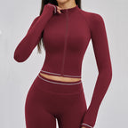 Zipper Yoga Shirts Women Long Sleeve Fitness Jacket Running Gym Clothes Workout Coat Dry Fit Breathable High Elastic Sports Top
