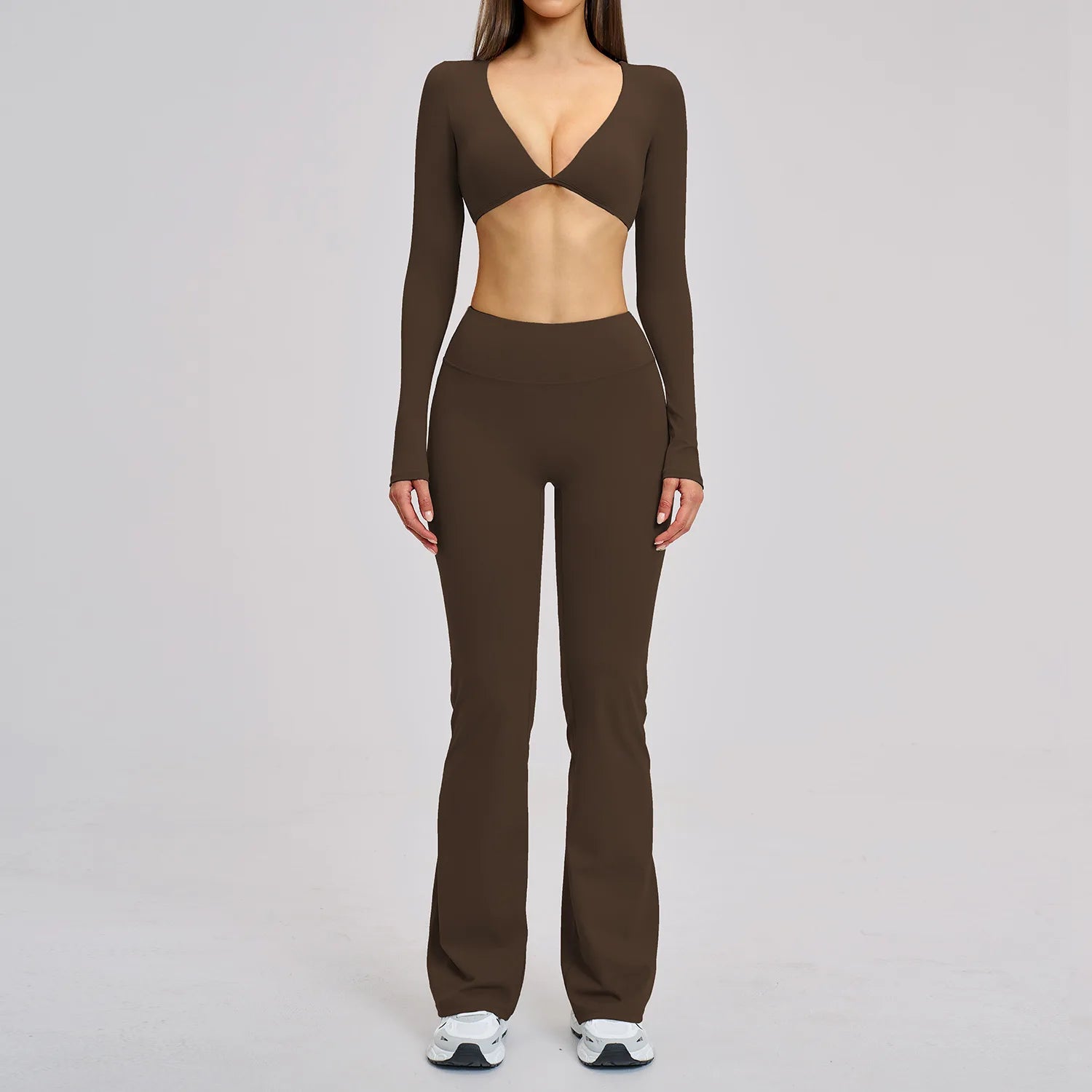 Yoga Set 2PCS Women Tracksuit Sportswear Yoga Outfits Workout Clothes Athletic Wear Gym Legging Fitness Long Sleeve Sports Suits