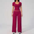 2PCS Yoga Suit Women Tracksuit Sports Set Gym Set Running Workout Clothes Short Sleeves Sports Bra Athletic Wear Yoga Clothing