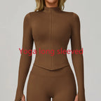 Ribbed Yoga Tops Women's Yoga Long Sleeved Standing Collar Sports Jacket Running Training Fitness Top Gym Workout Running Shirt