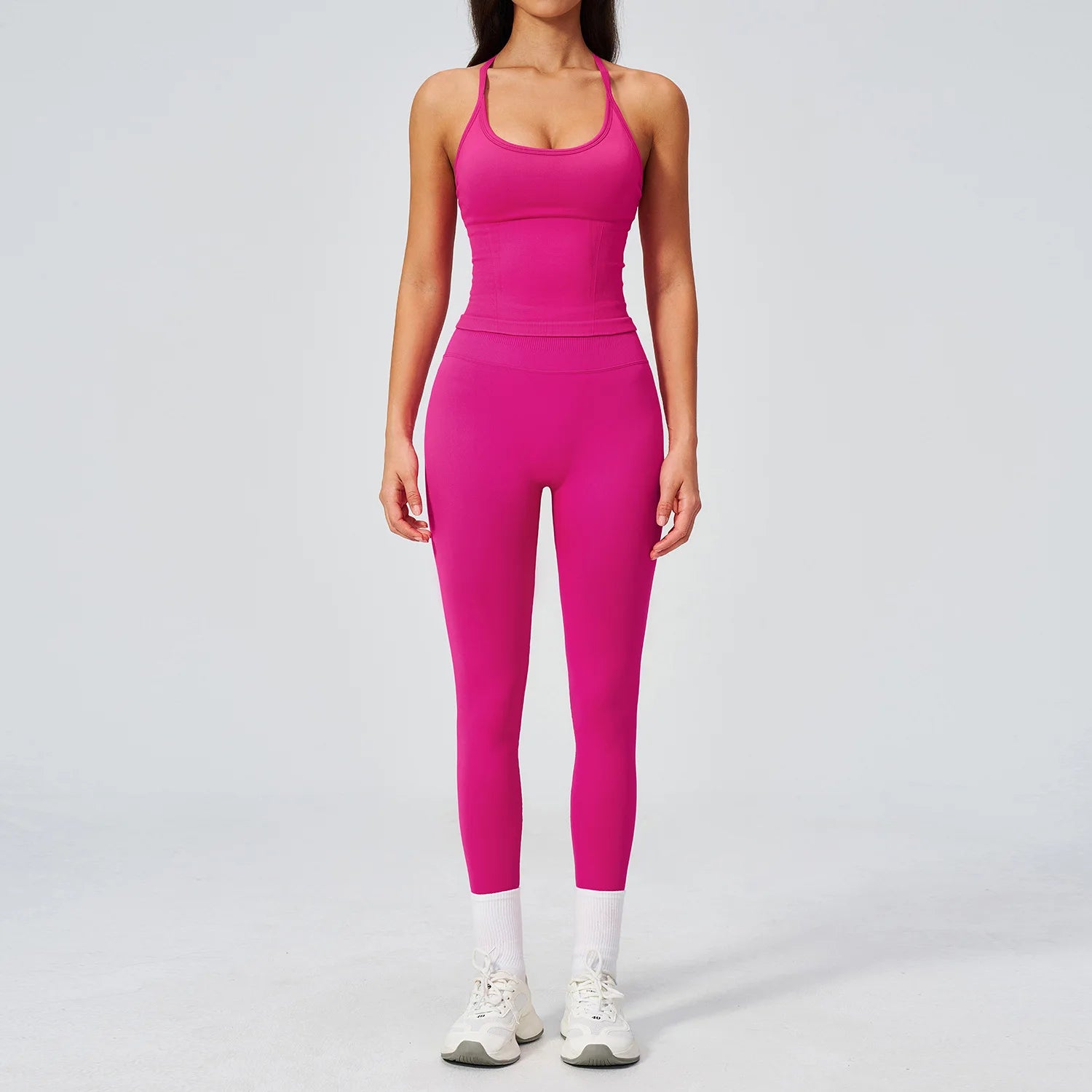2 Pieces Seamless Yoga Set Women Tracksuit Gym Clothing Scrunch Bum Leggings Padded Bra Workout Outfits Fitness Sportswear Suits