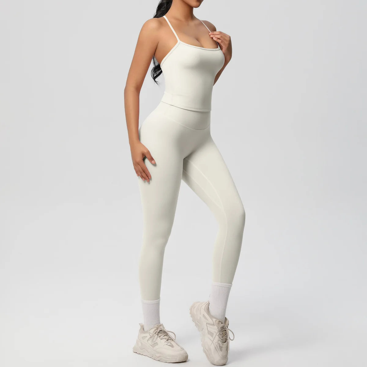 JUREN Yoga Outfits Women Tracksuit Fitness Suit Training Sleeveless Sport Gym Set Workout Overalls Sports Underwear Sportswear