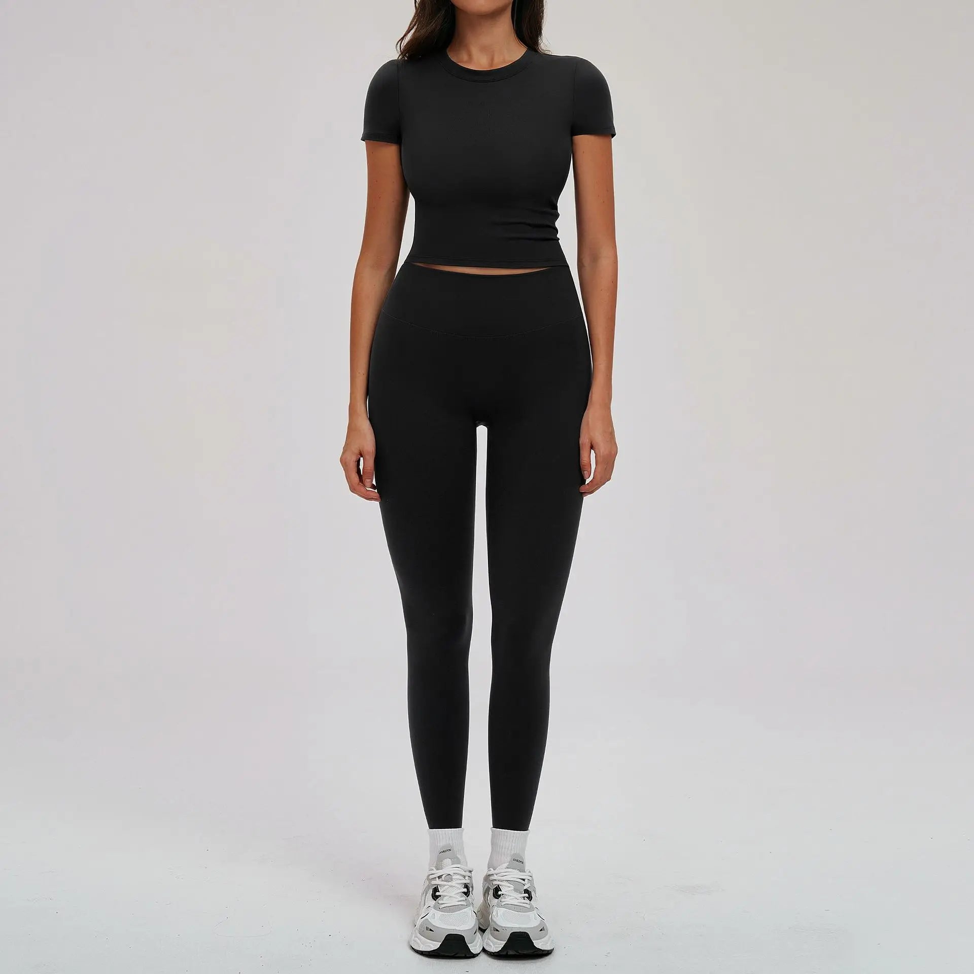 2PCS Yoga Outfits Sports Set Women Quick-Drying Gym Set Women Tracksuit Running Workout Short Sleeves Sports Shirt Yoga Clothing