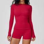 JUREN Yoga Shirts For Women Long Sleeve Fitness Running Push Up Gym Shirts Female Workout Breathable High Elastic Sports Top
