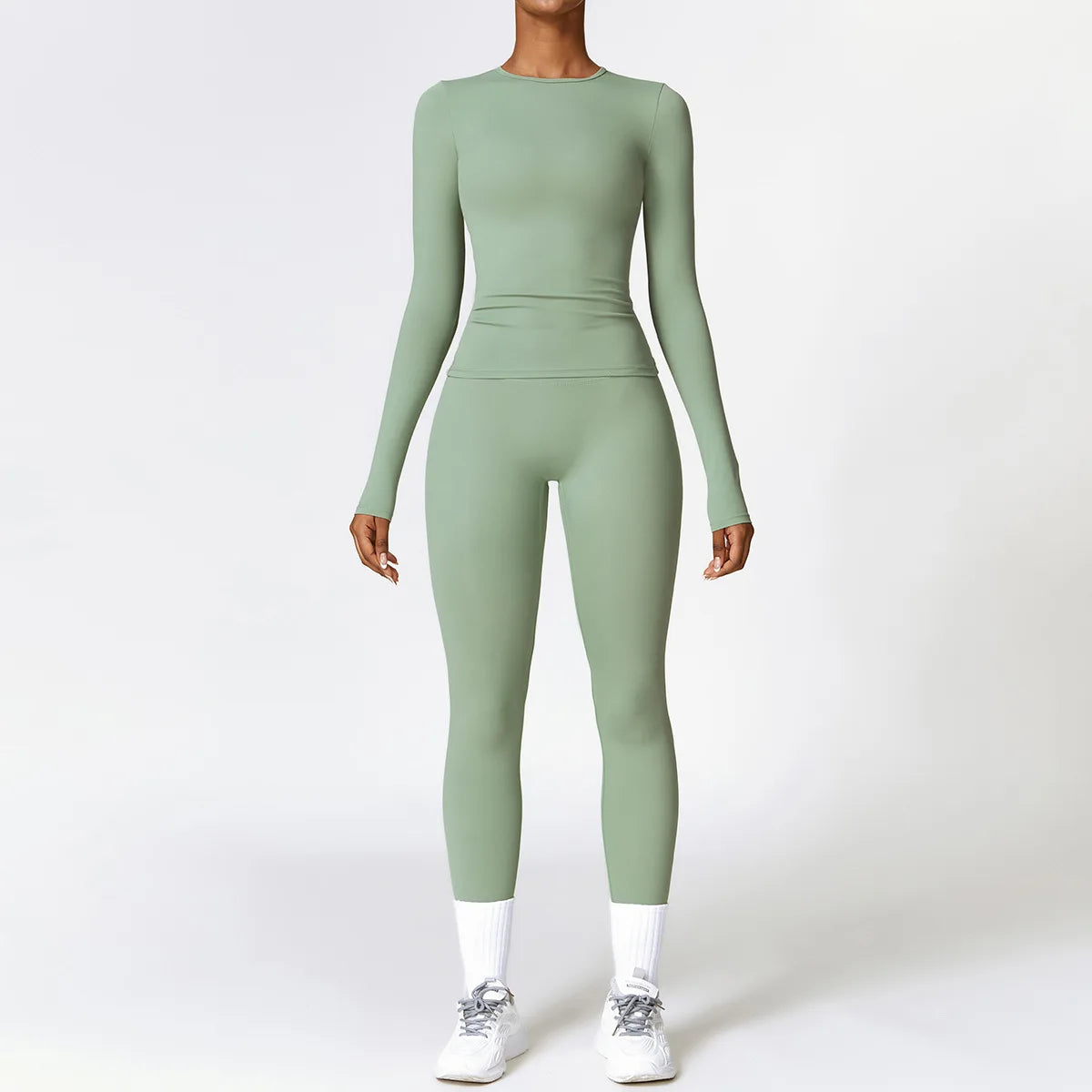 2PCS Yoga Suit Women Sports Outfits Quick-Drying Gym Set Women Tracksuit Running Workout Long Sleeve Sports Shirt Yoga Clothing