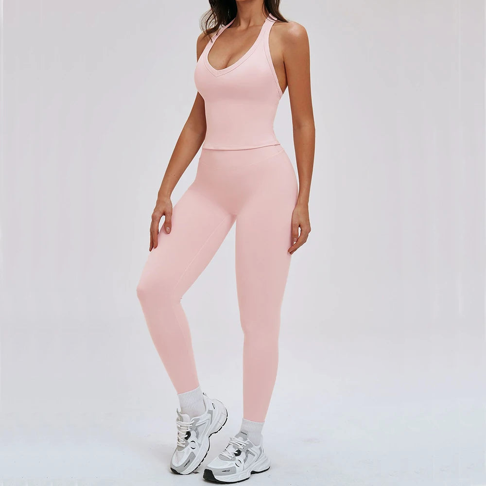 2PCS Yoga Outfits Sports Set Women Quick-Drying Gym Set Women Tracksuit Running Workout Short Sleeves Sports Shirt Yoga Clothing