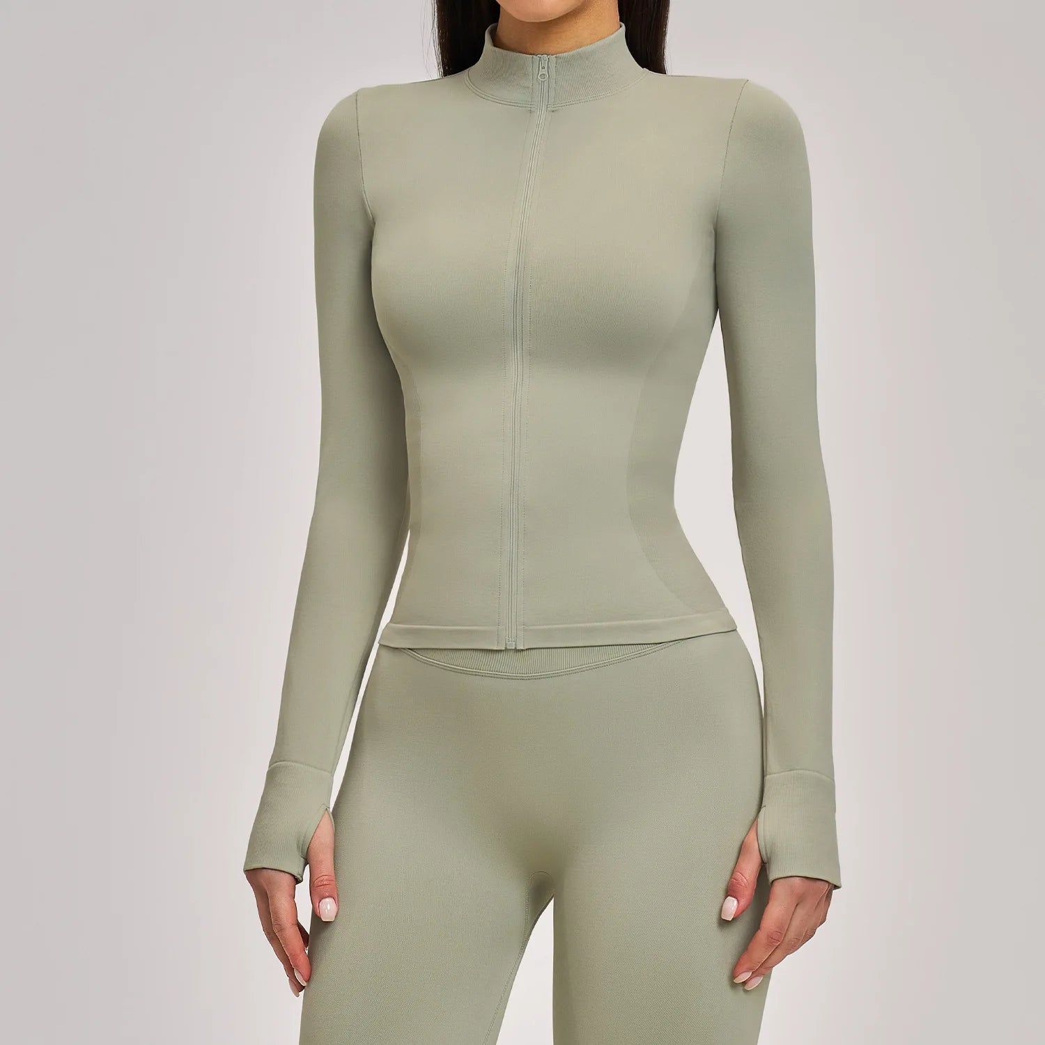 Zipper Long Sleeve Women Jacket Crop Tops Yoga T-shirts Solid Sports Top Running Shirts Sexy Quick Dry Fitness Gym Sport Wear