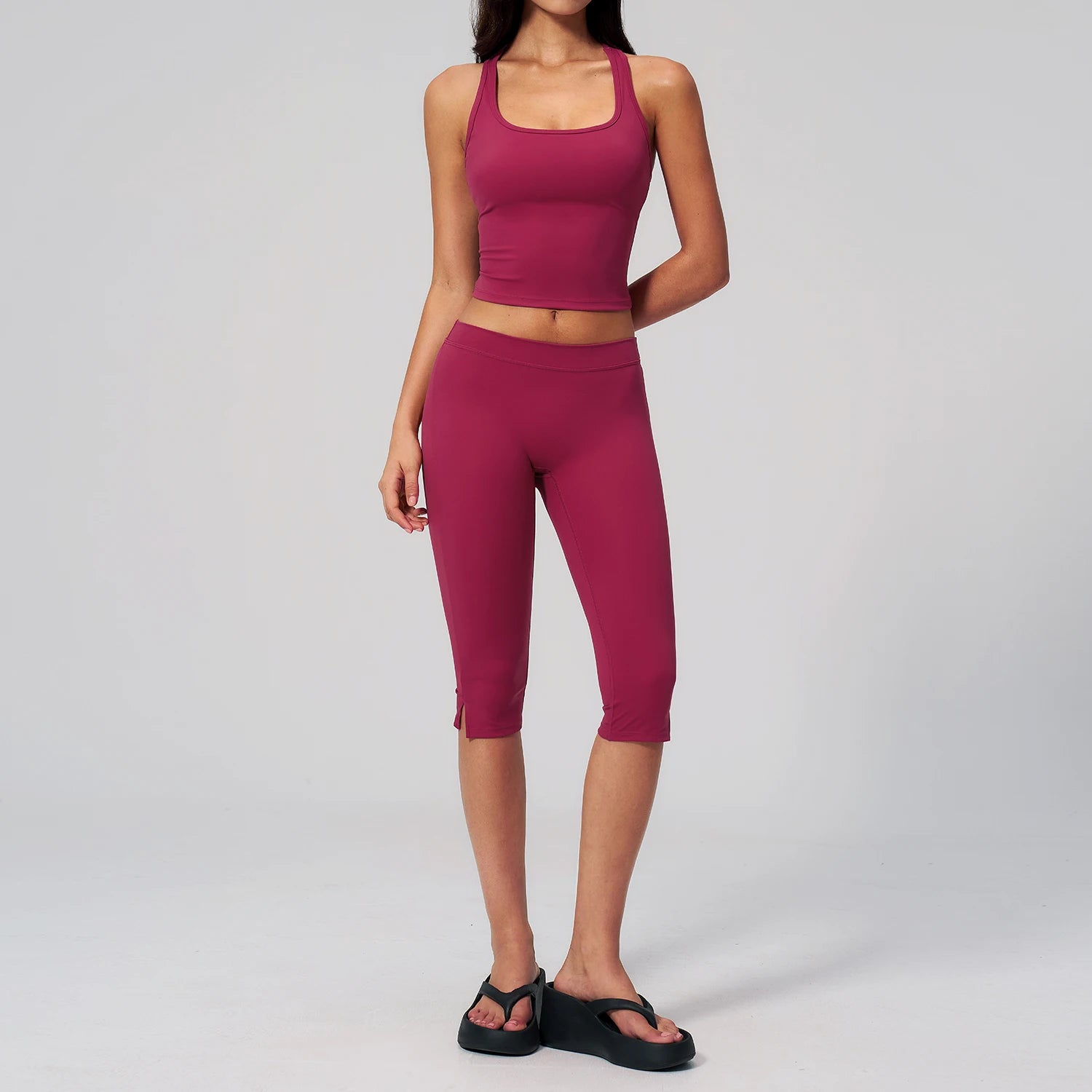 2 Pieces Yoga Set Women's Tracksuit Athletic Wear Fitness Suit Gym Outfits Workout Clothes Push Up Sports Bra Capri Pants Suit