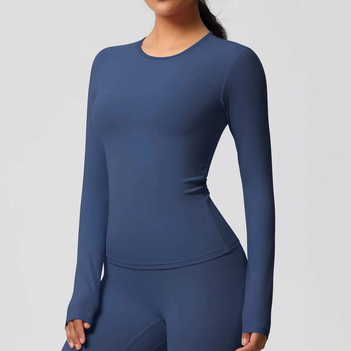 JUREN Yoga Shirts For Women Long Sleeve Fitness Running Push Up Gym Clothes Workout Dry Fit Breathable High Elastic Sports Top