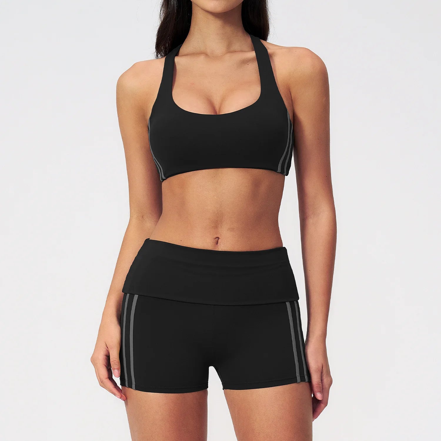Yoga Set 2PCS Women's Tracksuit Workout Outfits Sportswear Gym Clothing High Waist Capri Pants Athletic Wear Fitness Sports Suit