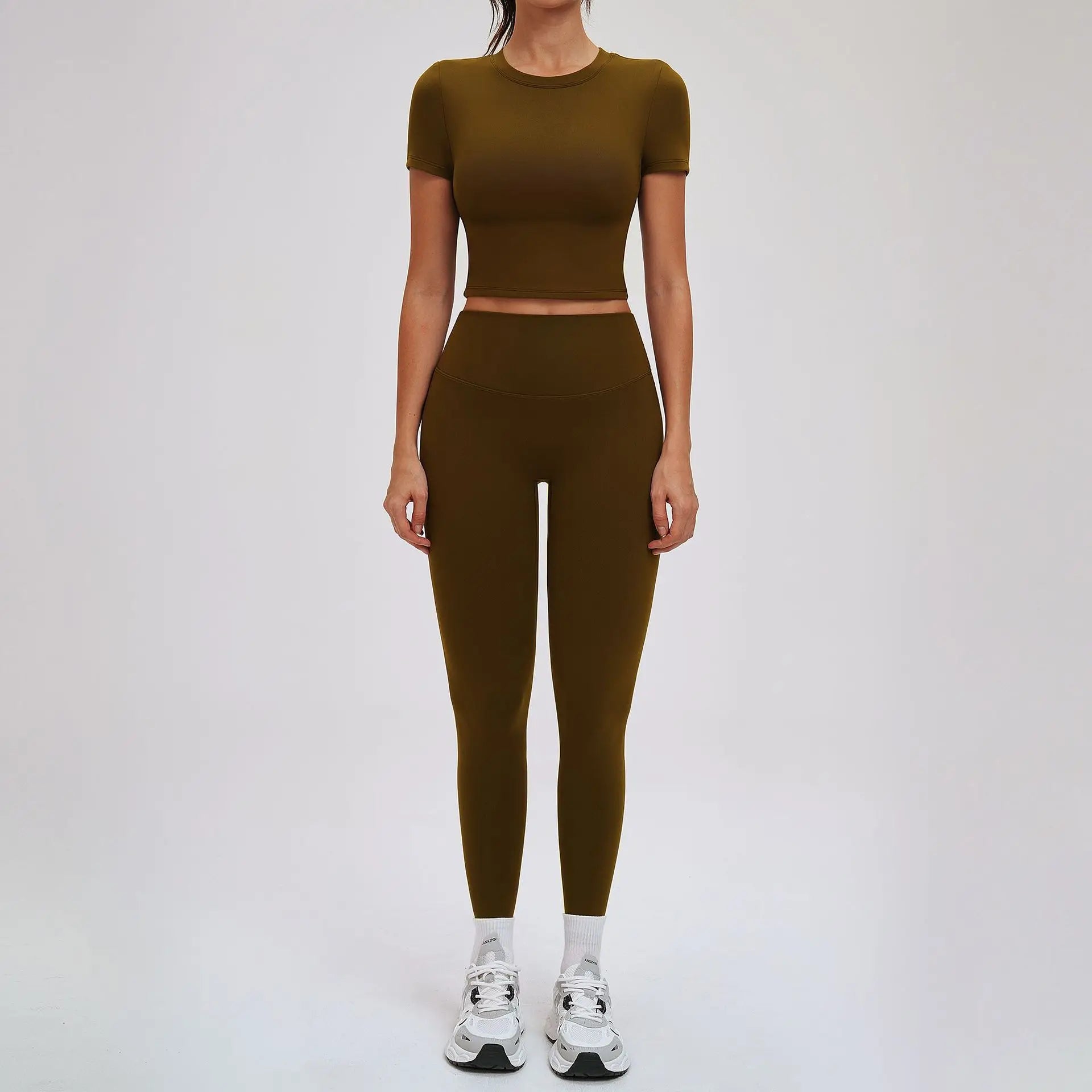 2PCS Yoga Outfits Sports Set Women Quick-Drying Gym Set Women Tracksuit Running Workout Short Sleeves Sports Shirt Yoga Clothing