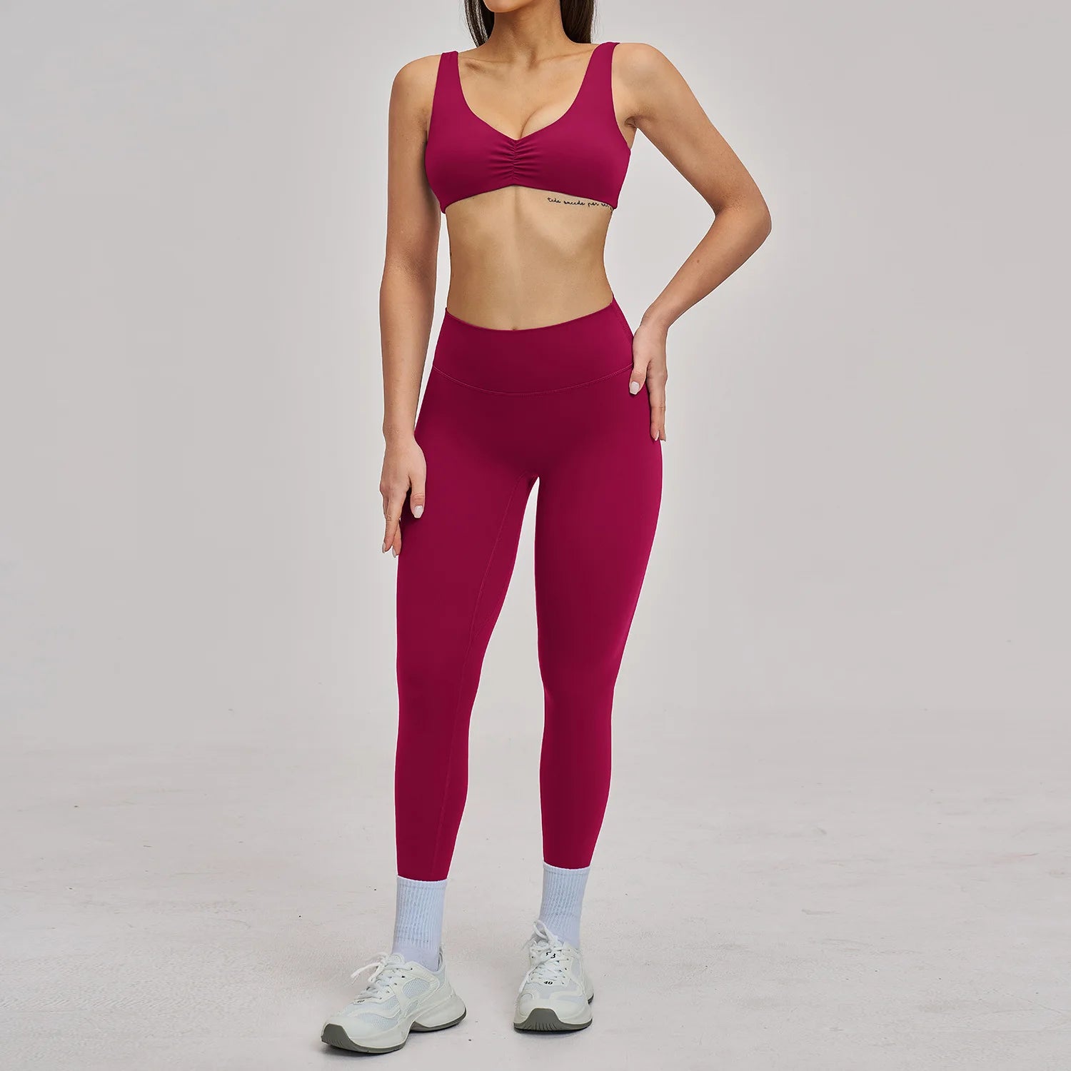 2PCS Yoga Set Sports Outfits Women Quick-Drying Gym Set Women Tracksuit Running Workout Long Sleeve Sports Shirt Yoga Clothing