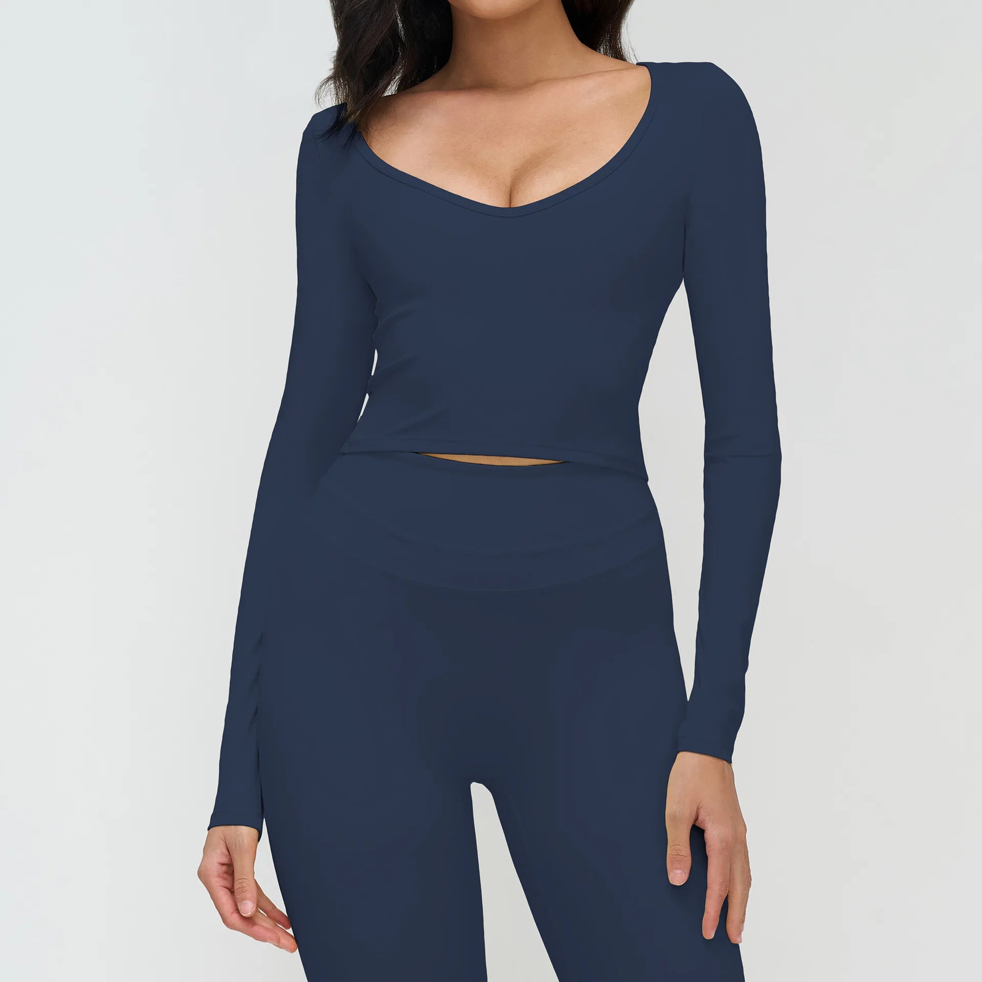 Women Yoga Shirts Crop Top Long Sleeves Shirts Women Yoga Sports Fitness T-shirt Running Gym Clothes High Elastic Workout Tops