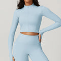 Women's Long Sleeve Top Zipper Jacket Yoga Shirts Running T-Shirt Workout Fitness Gym Sports Top Training Crop Top Clothes