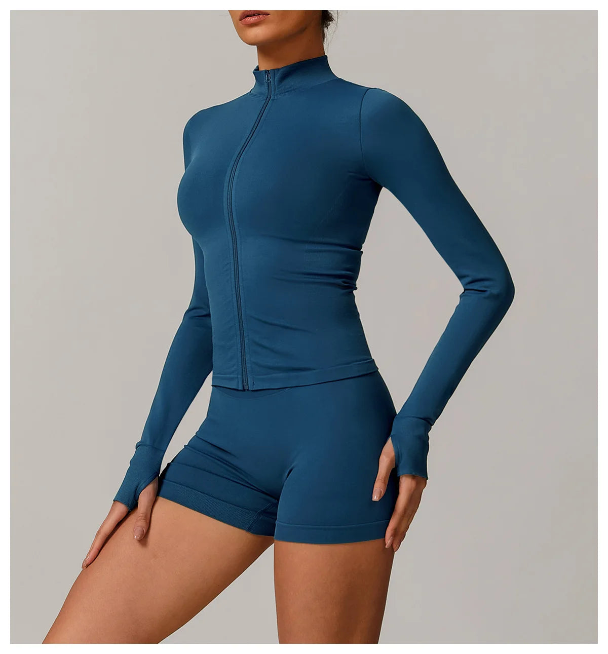 Zipper Long Sleeve Women Jacket Crop Tops Yoga T-shirts Solid Sports Top Running Shirts Sexy Quick Dry Fitness Gym Sport Wear