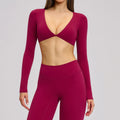 Sexy Yoga Long Sleeve Crop Top Women Yoga Clothing Quick Dry Gym Long Sleeved Shirt Women Running Workout Sportswear Female Tops