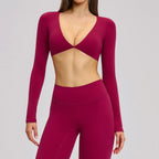 Sexy Yoga Long Sleeve Crop Top Women Yoga Clothing Quick Dry Gym Long Sleeved Shirt Women Running Workout Sportswear Female Tops