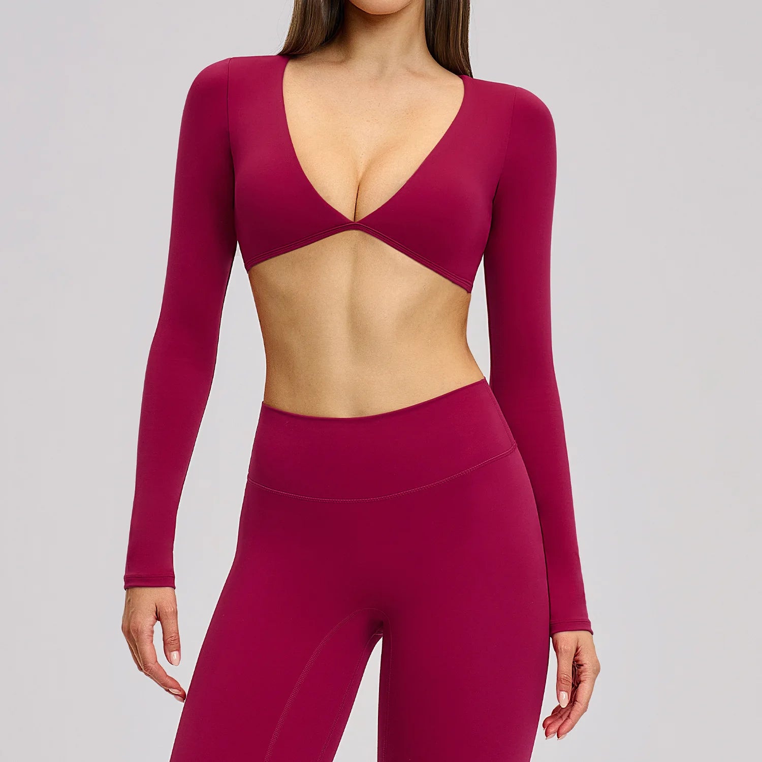 Sexy Yoga Long Sleeve Crop Top Women Yoga Clothing Quick Dry Gym Long Sleeved Shirt Women Running Workout Sportswear Female Tops