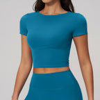 JUREN Summer Yoga Top Women Seamless Sport T Shirt Fitness Clothes Short Sleeve Yoga Shirt Gym Top Running Active Wear Sport Top