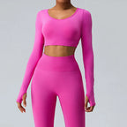 Sexy Women's Backless Shirt Seamless Crop Top Fitness Shirts Long Sleeve Gym Workout Sports Top Woman Front Yoga Tops Activewear