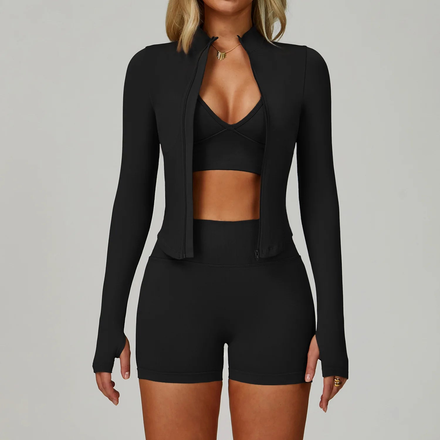 3PCS Yoga Set Seamless Sports Set Women Tracksuit Quick-Drying Gym Set Women Tracksuit Running Workout Long Sleeve Yoga Clothing