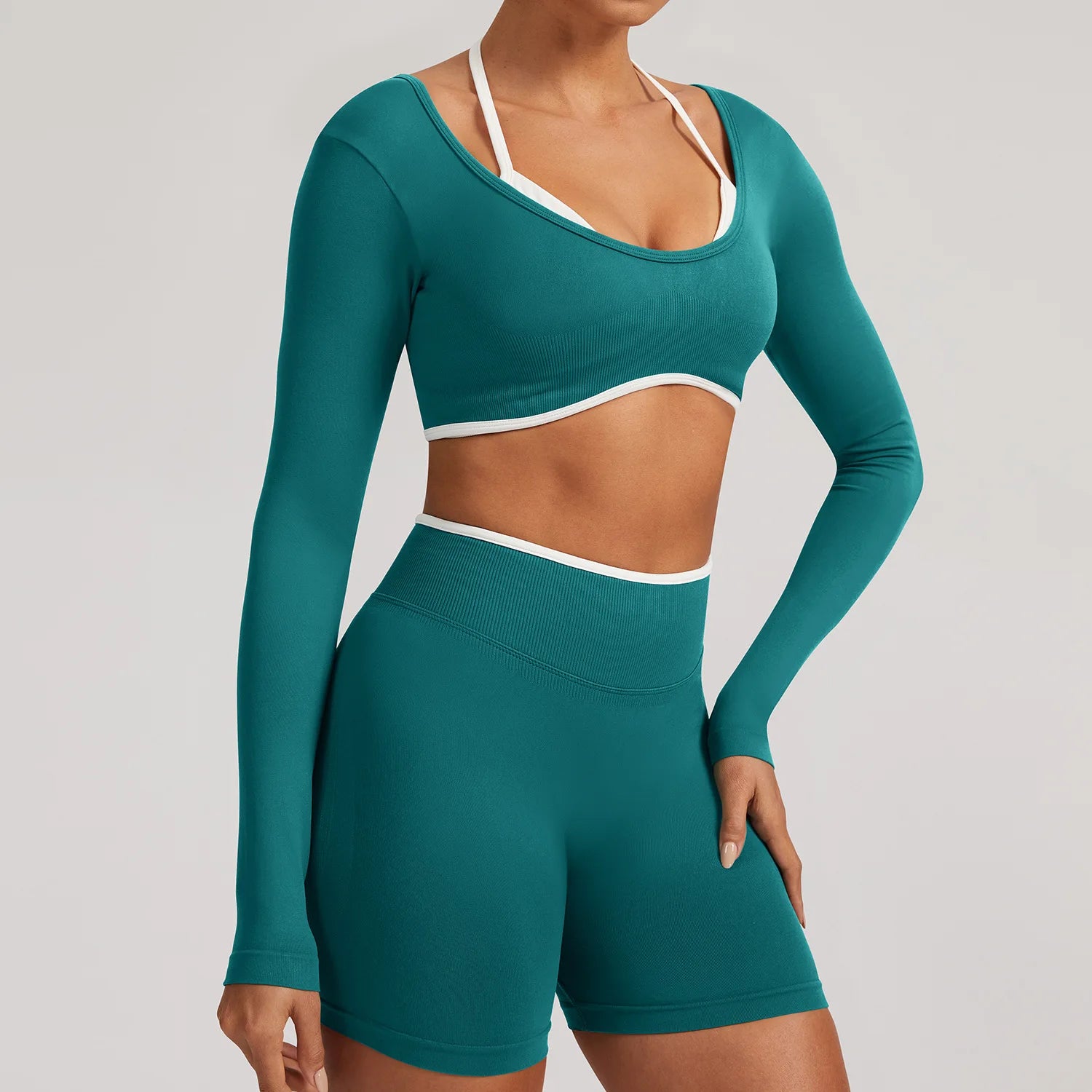 Seamless Yoga Set 2PCS Women Tracksuit Workout Outfits Sportswear Gym Clothes Fitness Leggings Sports Long Sleeves Athletic Wear
