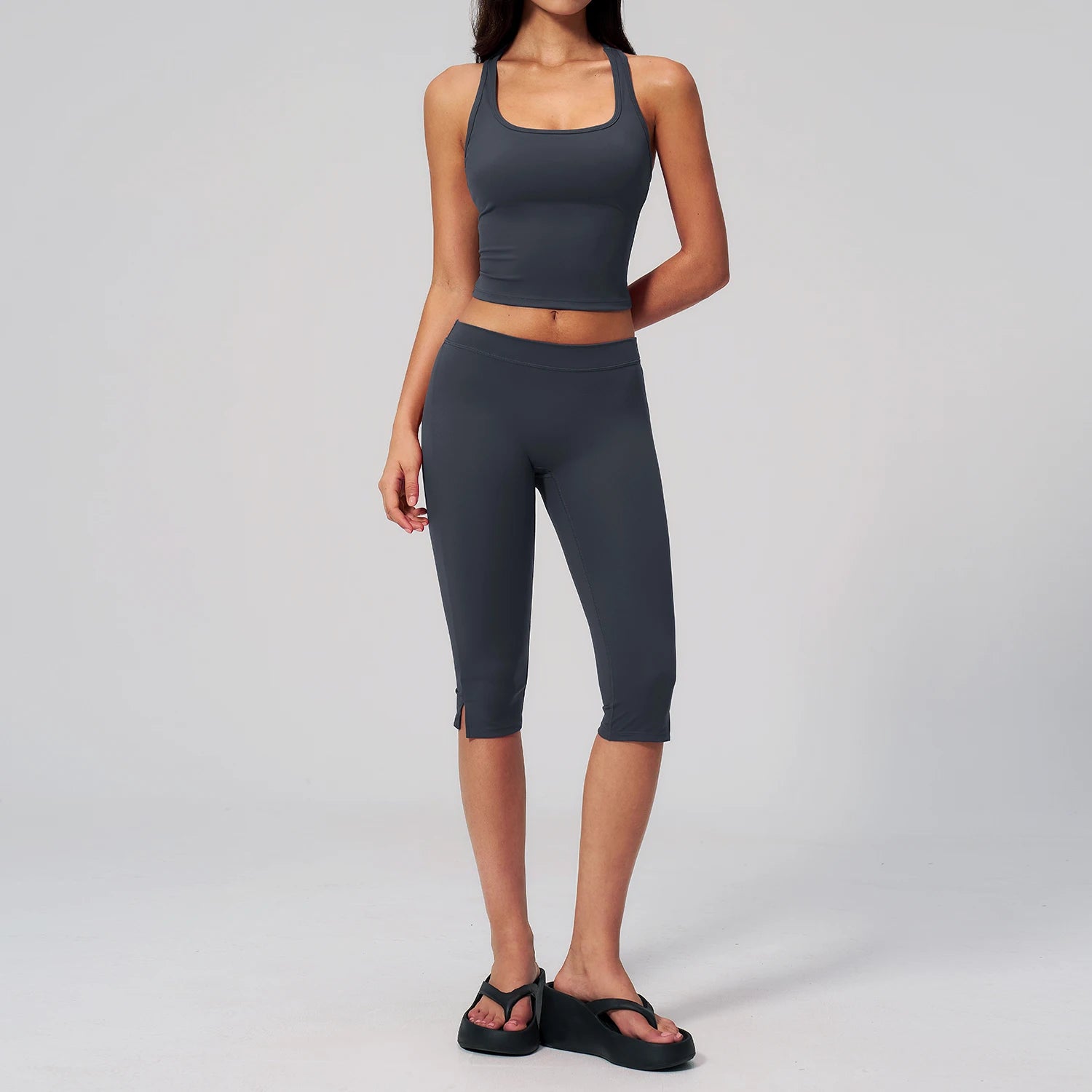 2 Pieces Yoga Set Women's Tracksuit Athletic Wear Fitness Suit Gym Outfits Workout Clothes Push Up Sports Bra Capri Pants Suit