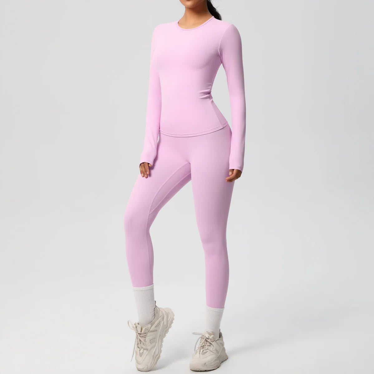 JUREN 2PCS Yoga Suit Sports Set Women Sportswear Gym Set Women Tracksuit Running Workout Long Sleeve Sports Shirt Yoga Clothing