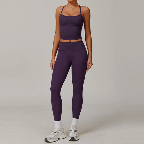 2PCS Yoga Set Women's Tracksuit Workout Outfits Push Up Sportswear Gym Clothing Running High Waist Leggings Fitness Sports Suits