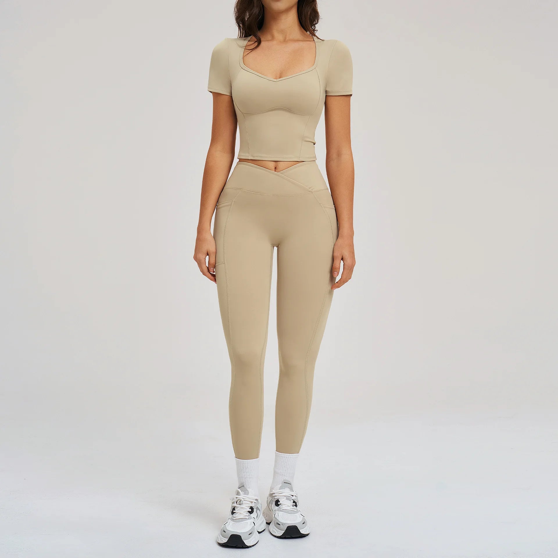 Sportswear 2PCS Yoga Suit Women Outfits Gym Set Women Tracksuit Sports Running Workout Short Sleeves Sports Shirt Yoga Clothing