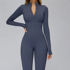 Winter Fleece Jumpsuit Women Tracksuit Yoga Set Zipper Rompers Long Sleeved Fitness Sports Bodysuit Gym Push Up Workout Clothes