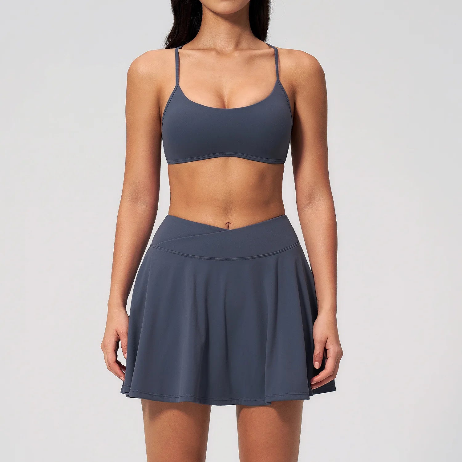 2 Pieces Yoga Suit for Women Fitness Suit Gym Clothes Halter Sports Bra Matching Yoga Short Skirt Workout Sets Gym Set Outfits