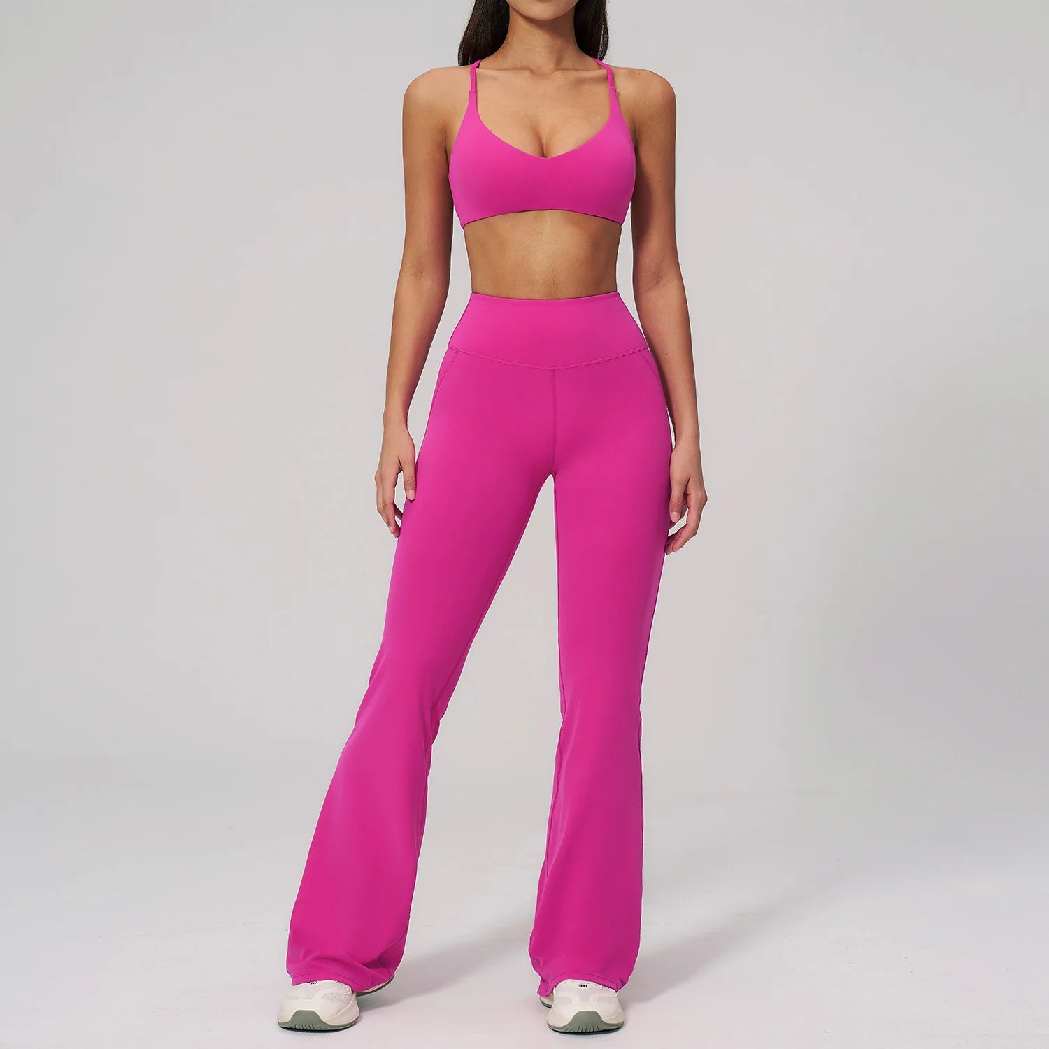 Women's Tracksuit Yoga Set 2 Pieces Athletic Wear Workout Sportswear Gym Clothing High Waist Bell-bottoms Fitness Sports Suits