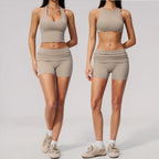 2 Pieces Yoga Suit Women Athletic Wear Gym Clothes Halter Sports Bra Matching Impact Shorts Workout Sets Gym Set Fitness Outfits