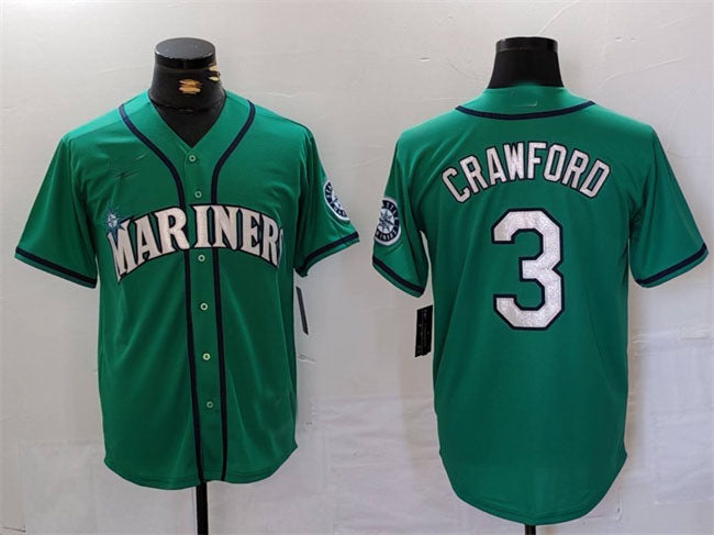 Seattle Mariners #3 J.P. Crawford Aqua Cool Base Stitched Baseball Jerseys