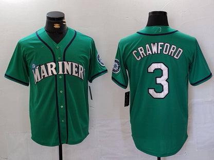 Seattle Mariners #3 JP Crawford Teal Green Stitched Cool Base Baseball Jerseys