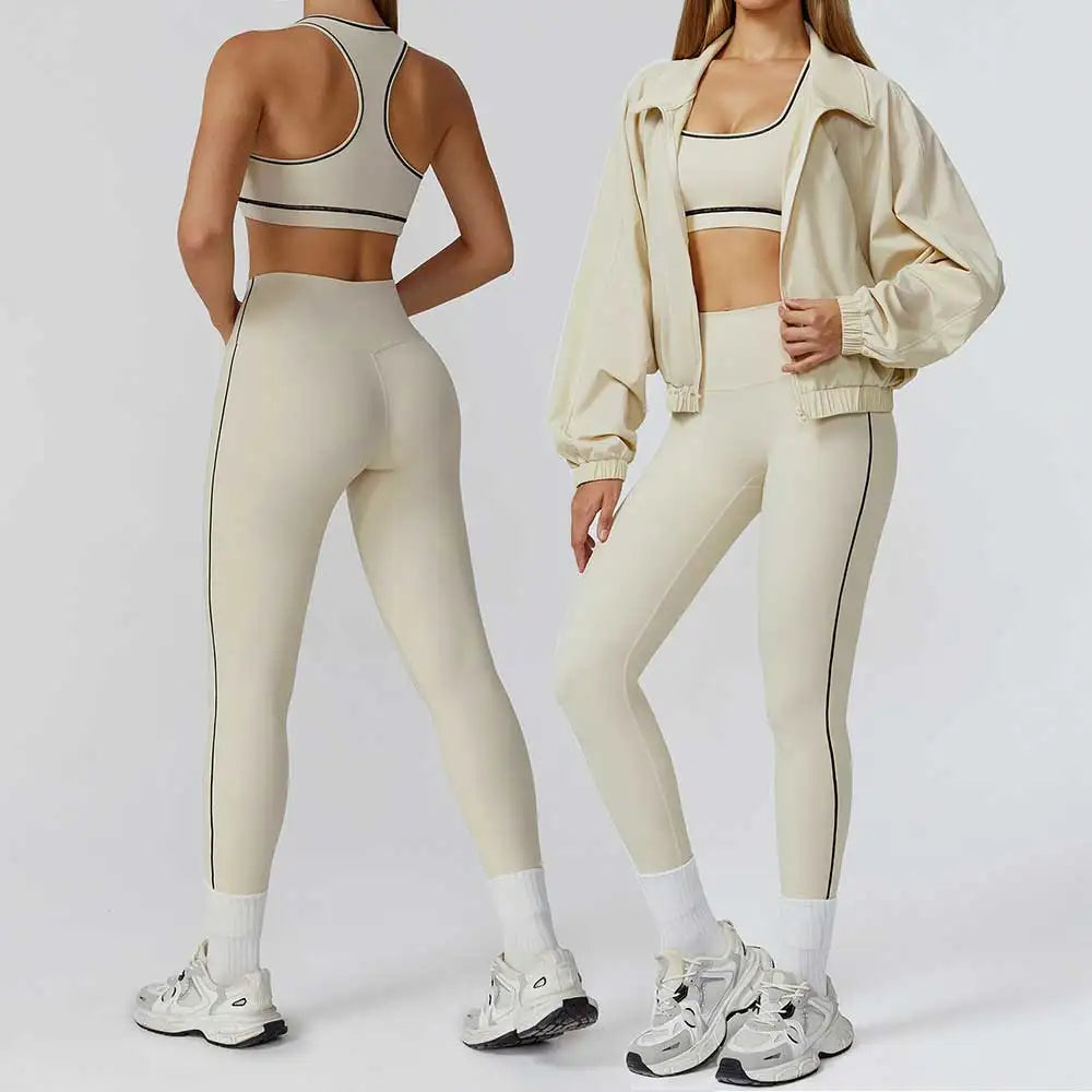 Women Clothes Sports Outfits Yoga Set 2/3PCS Fitness Tracksuit Gym Legging Workout Long Sleeved Female Bra Yoga Suit Sportswear