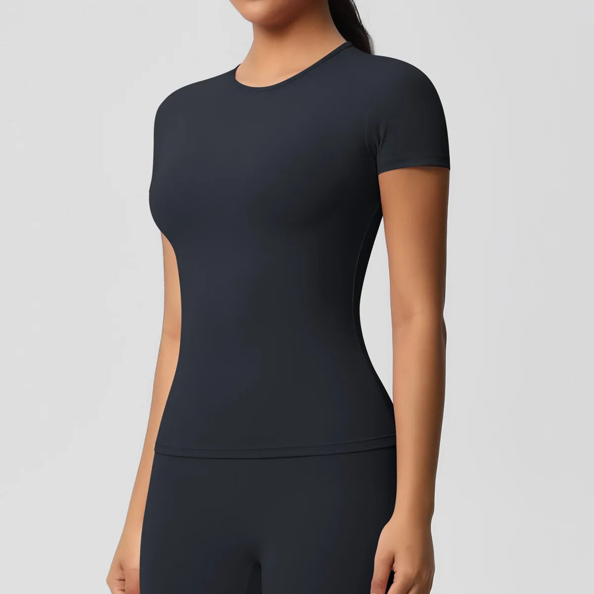 JUREN New Women Running Sports T Shirt Summer Short Sleeve Round Neck Breathable Stretchy Gym Yoga Slim Fitness Active Top Tee
