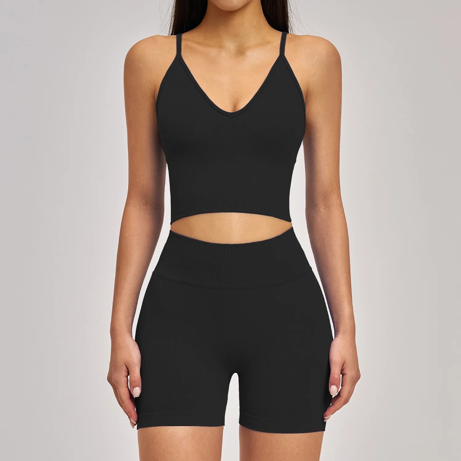 2pcs Seamless Yoga Suit Women Tracksuit Sports Bra High Waist Leggings Shorts Outfit Gym Set Fitness Workout Clothes Sportswear