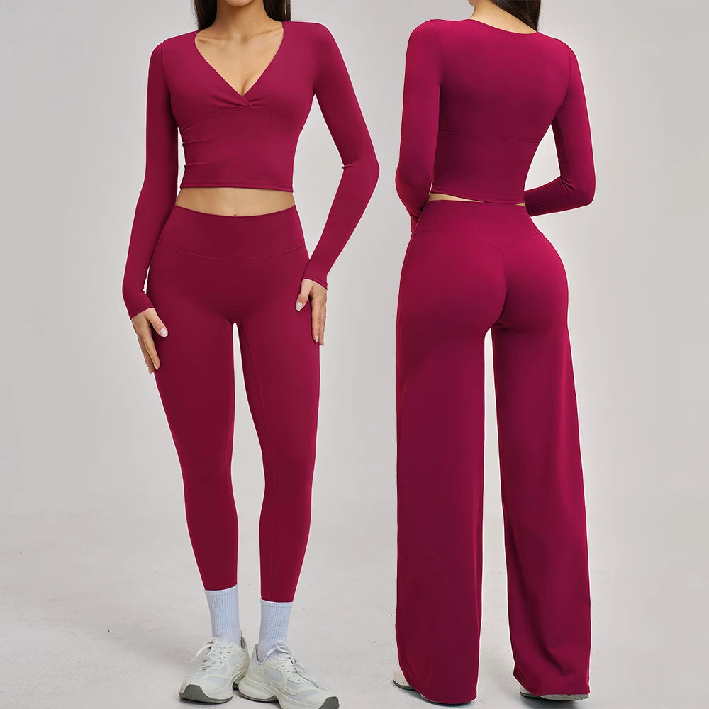 Women Tracksuit 2PCS Yoga Suit Women Sports Outfits Quick-Drying Gym Set Running Workout Long Sleeve Sports Shirt Yoga Clothing