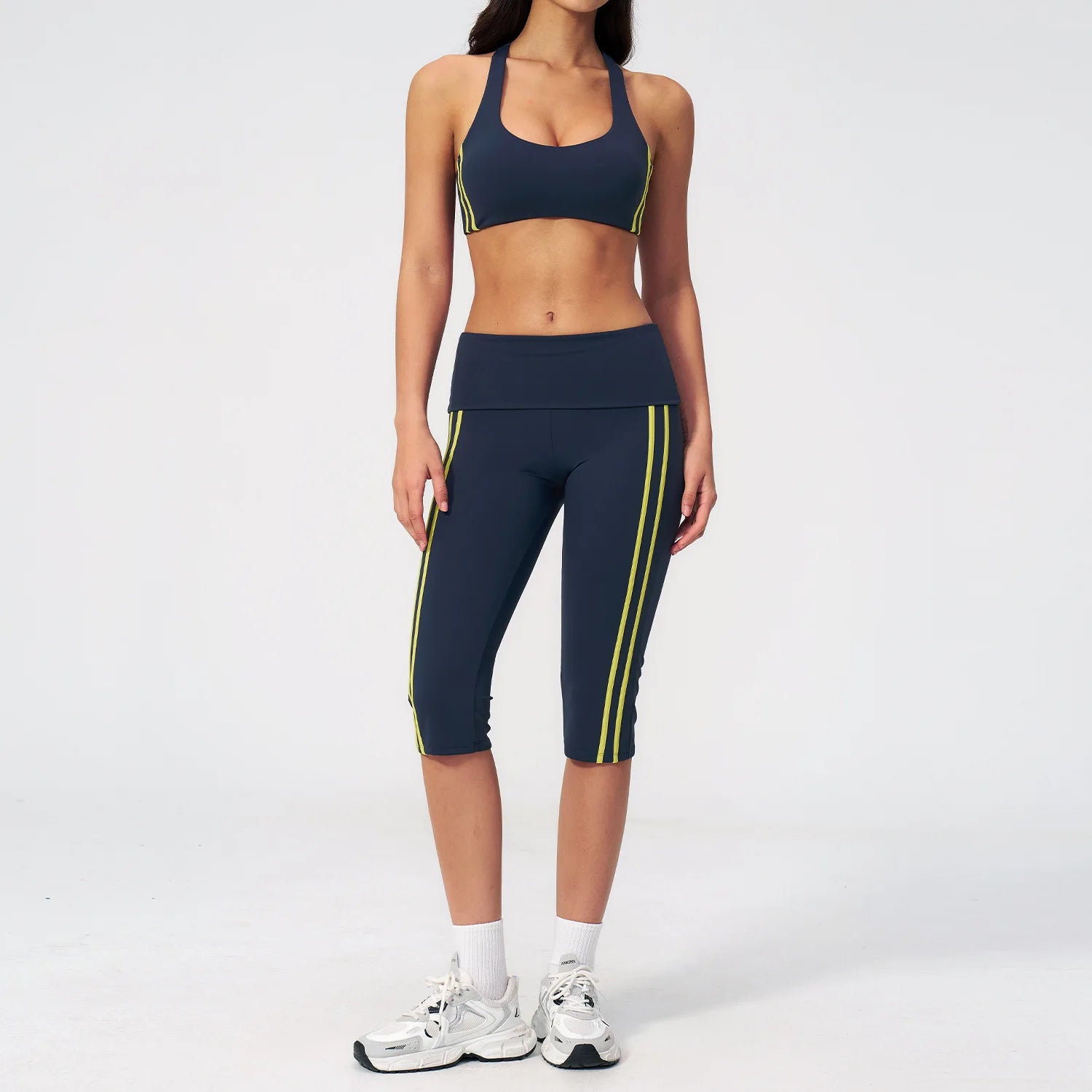 Yoga Set 2PCS Women's Tracksuit Workout Outfits Sportswear Gym Clothing High Waist Capri Pants Athletic Wear Fitness Sports Suit