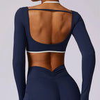 Hollowing Out Yoga Shirts For Women Long Sleeve Fitness Running Gym Clothes Workout Dry Fit Breathable High Elastic Sports Top