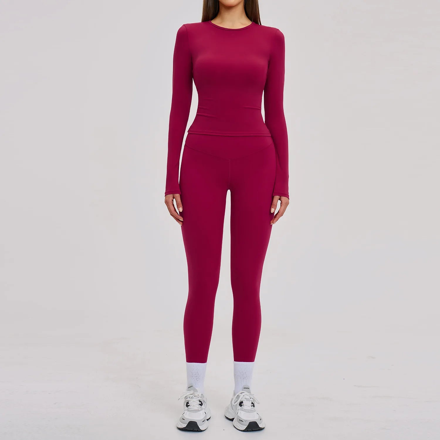 Women's Tracksuit 2 Piece Yoga Clothes Athletic Wear Pilates Fitness Suit Gym Long Sleeves Workout Push Up Sports Leggings Suit