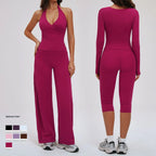 Yoga Suit 2PCS Sports Outfits Women Quick-Drying Gym Set Women Tracksuit Running Workout Long Sleeve Sports Shirt Yoga Clothing