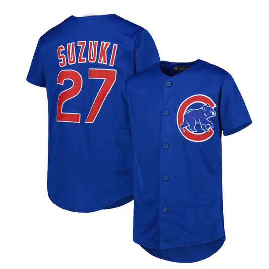 Chicago Cubs #27 Seiya Suzuki Alternate Replica Player Jersey - Royal Baseball Jerseys
