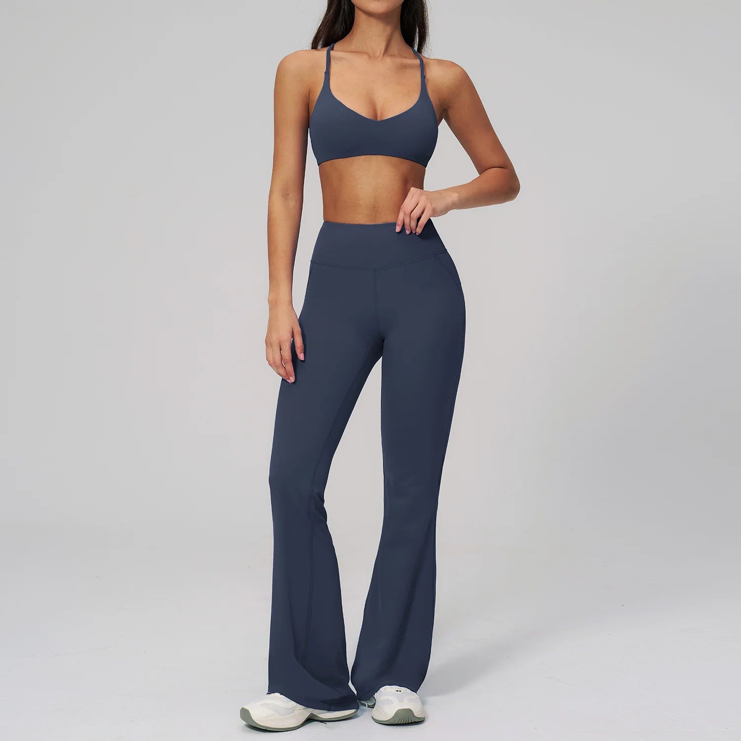 Women's Tracksuit Yoga Set 2 Pieces Athletic Wear Workout Sportswear Gym Clothing High Waist Bell-bottoms Fitness Sports Suits